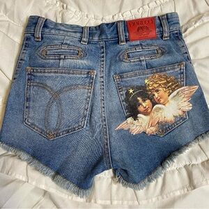 Fiorucci Angel Patch Blue Jean Shorts